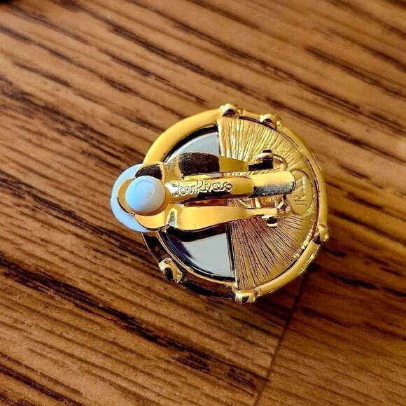 JOAN RIVERS Gold Cage Cabochon Comfort Clip Earrings, 5 Colors! TIMELESS CHIC! - Picture 4 of 10